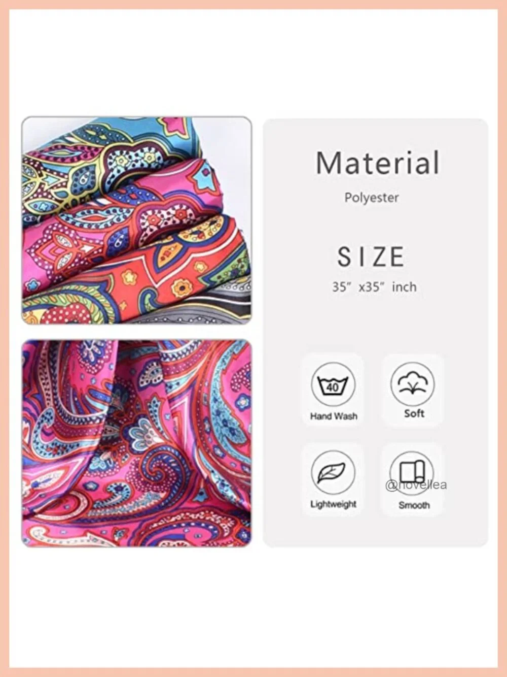 4-Pack Polyester Silk-Like Large Square Scarf Shawl